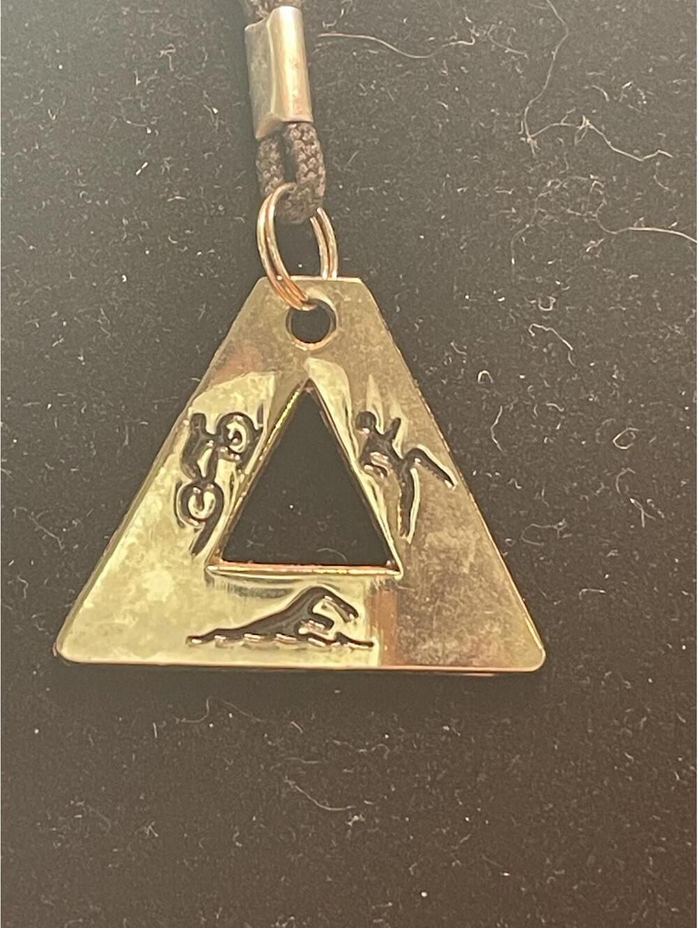 Vintage Triathlon Gold Toned Triangle Necklace